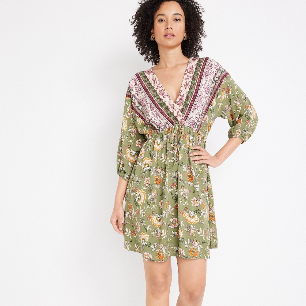 Maurice's Green Floral Dolman Sleeve Mini Dress XL Special!